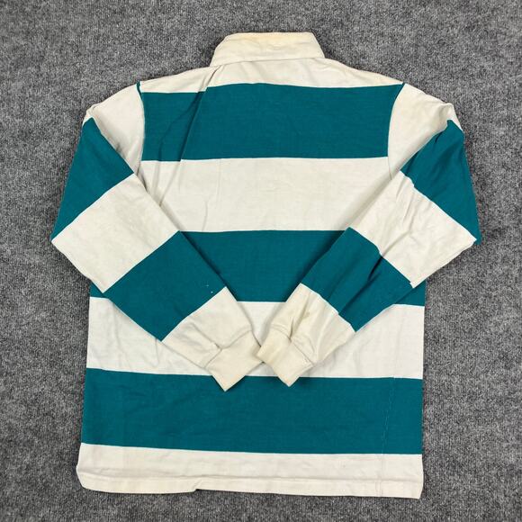 GANT Rugger Shirt Mens Size XL Teal White Striped Long Sleeve Rugby USA Classic - Picture 7 of 9